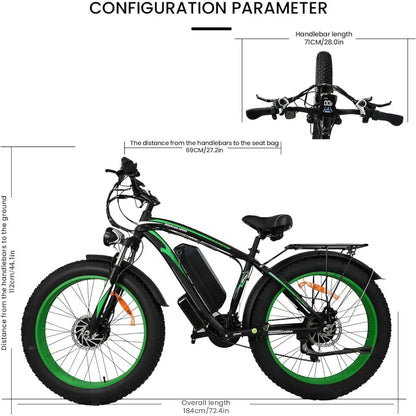 2000W Motor Electric Bike Adults - 31 MPH Electric Bike With 26 Inches Fat Tire 20AH Removable Battery Hydraulic Disc