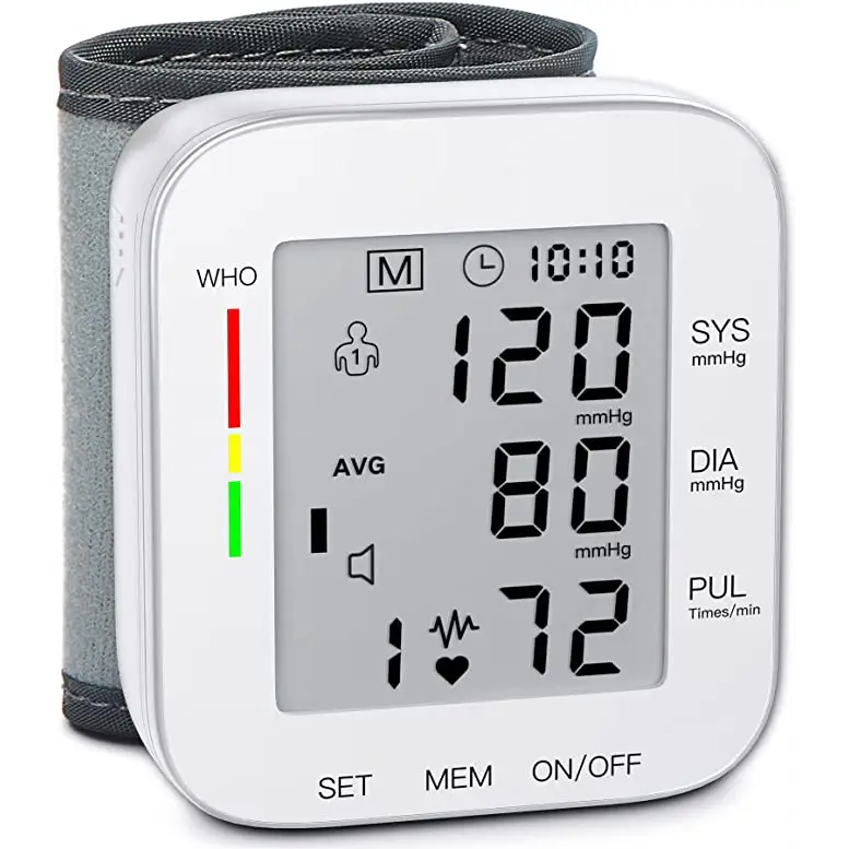 Blood Pressure Monitor Wrist Bp Monitor Large LCD Display Adjustable Wrist Cuff 5.31-7.68inch Automatic 90x2 Sets