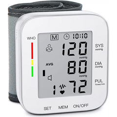 Blood Pressure Monitor Wrist Bp Monitor Large LCD Display Adjustable Wrist Cuff 5.31-7.68inch Automatic 90x2 Sets Memory For Home Use