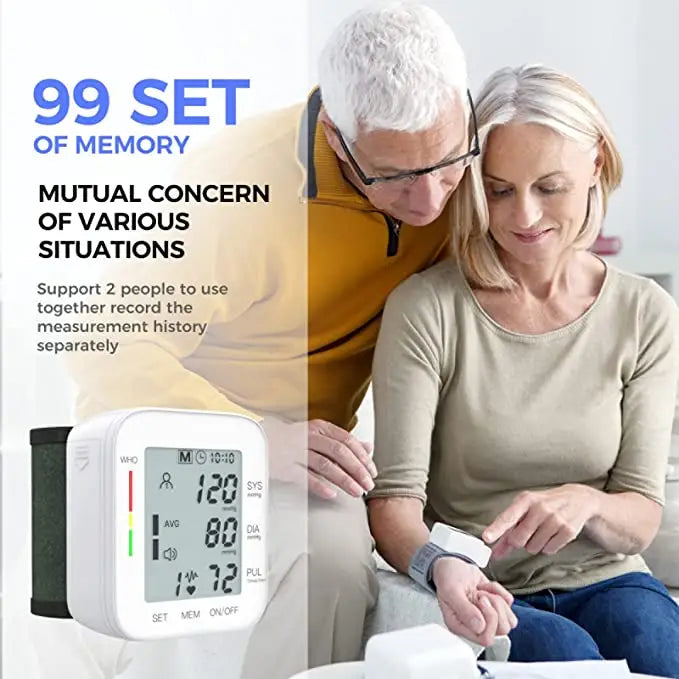 Blood Pressure Monitor Wrist Bp Monitor Large LCD Display Adjustable Wrist Cuff 5.31-7.68inch Automatic 90x2 Sets