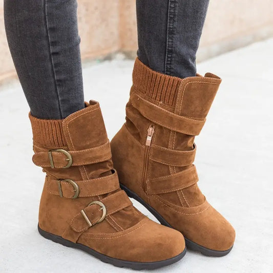 Casual Winter Boots Strap Buckle Shoes - Shoes