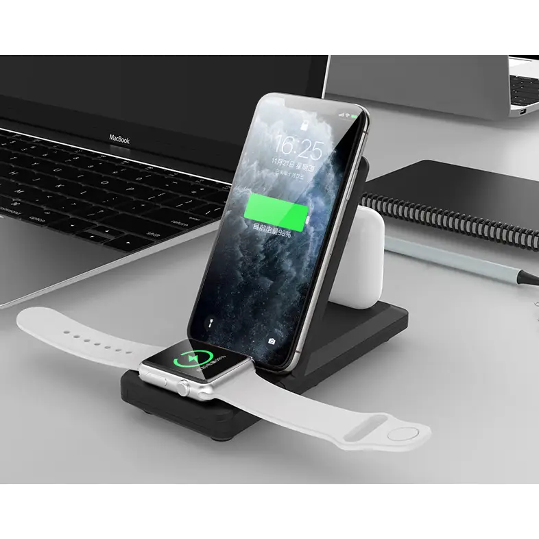 Folding three-in-one multifunctional wireless charger - Black - Wireless Chargers