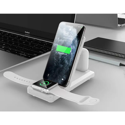 Folding three-in-one multifunctional wireless charger - White - Wireless Chargers