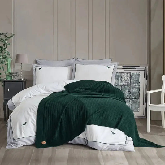 Hobby Double New Fancy Blanket Set - Green - None - Bedding