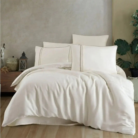 Hobby Modal Silk Cream Double Bedlinen - Krem Rengi - Bedding