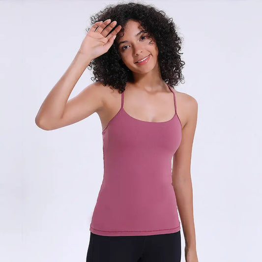 Lightweight Womens Fitted Sexy Tank Top Y Strip Back - Merlot red / Size10 - Tank Tops