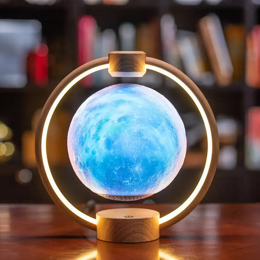 Maglev Moon Light Bluetooth Speaker 3D Stereo Diy Colorful Glare - Wood grain starry sky / AU - Bluetooth Speakers