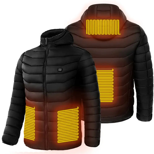 Men Heated Puffer Jacket Electric Heating Coat Insulated Hood Windbreaker 9Heat Zones - Jackets