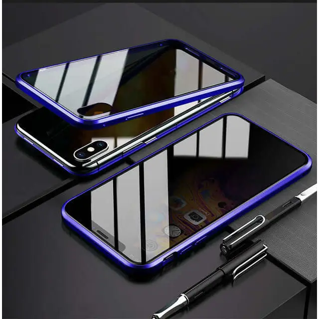 Phone Case Anti-peep Magnetic Protective Shell Magnetic Privacy Glass Case For Phone - Blue / 6S - Mobile Phone Cables