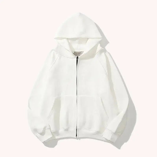 UG Plain Zip-Up Hoodie - White / XL - UG Plain Zip-Up Hoodie